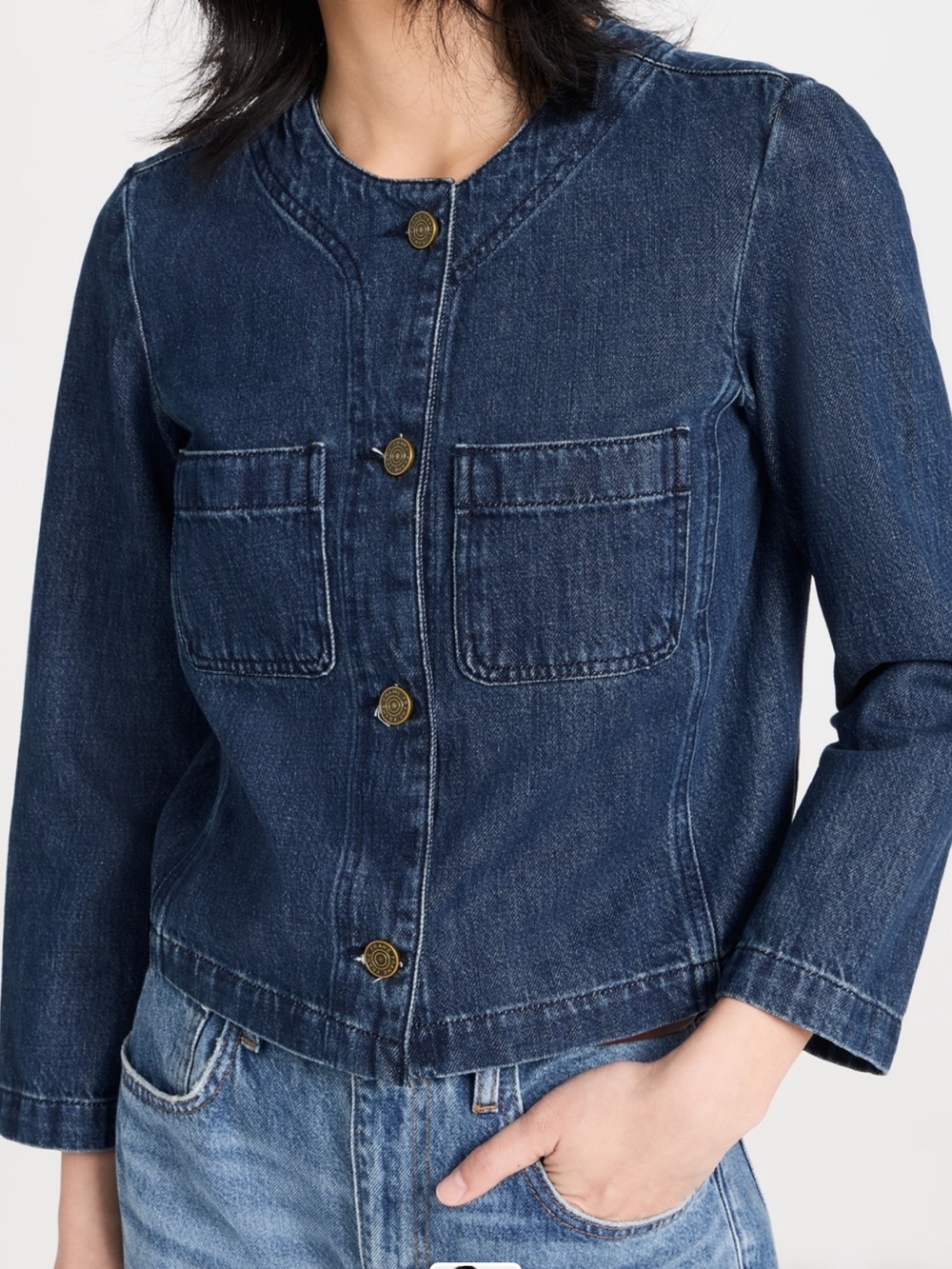 FRAME
Collarless Button Front Jacket XS